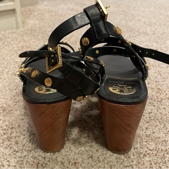 Tory Burch Black Sandals with Gold Studs, size 7, Like New - Picture 4 of 4